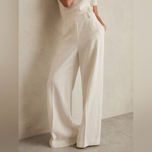 Elegant Cream Wide-Leg Women's Pants